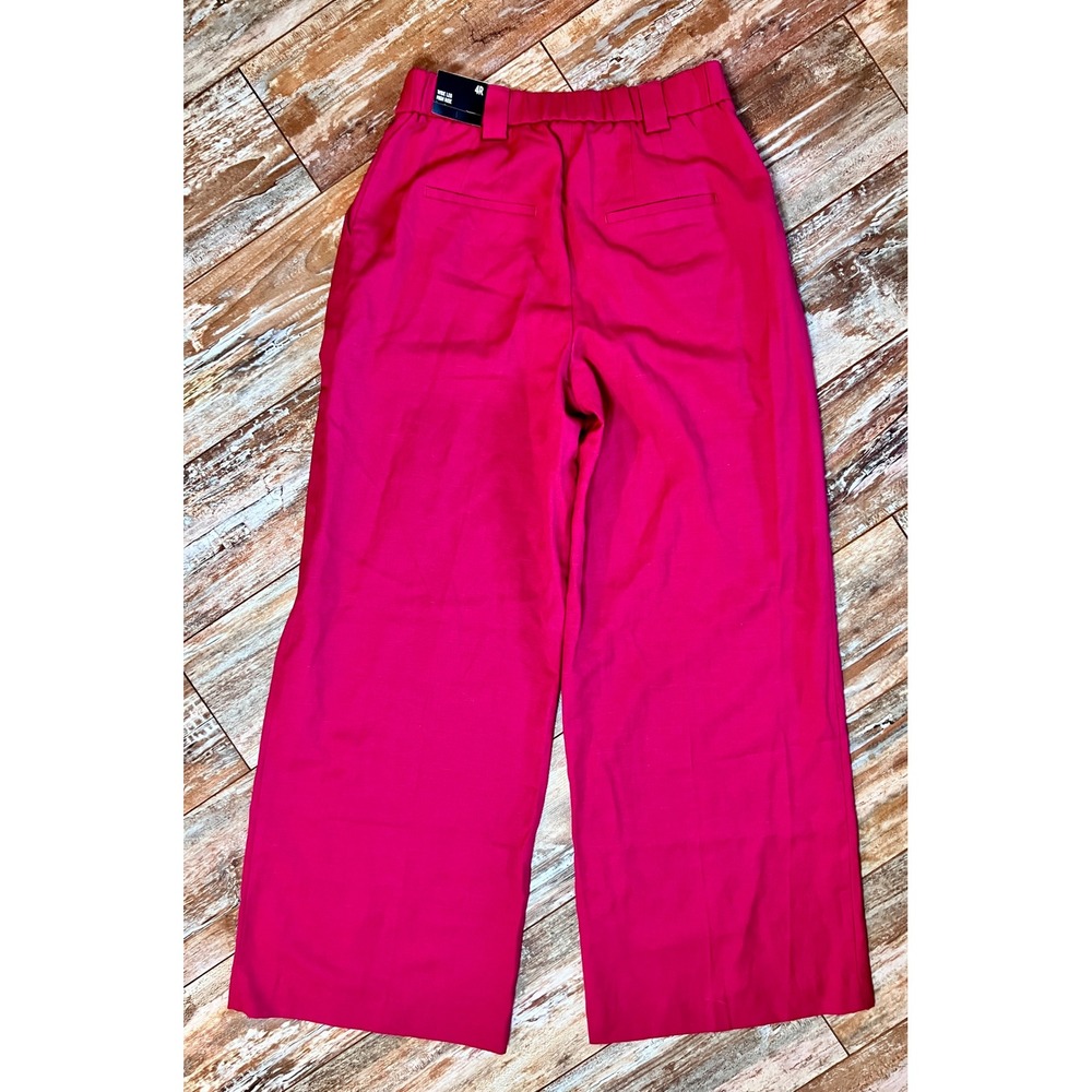 Express Wide Leg High Rise Trouser Pants Linen Blend Pink 4R NWT Barbiecore - Picture 3 of 12